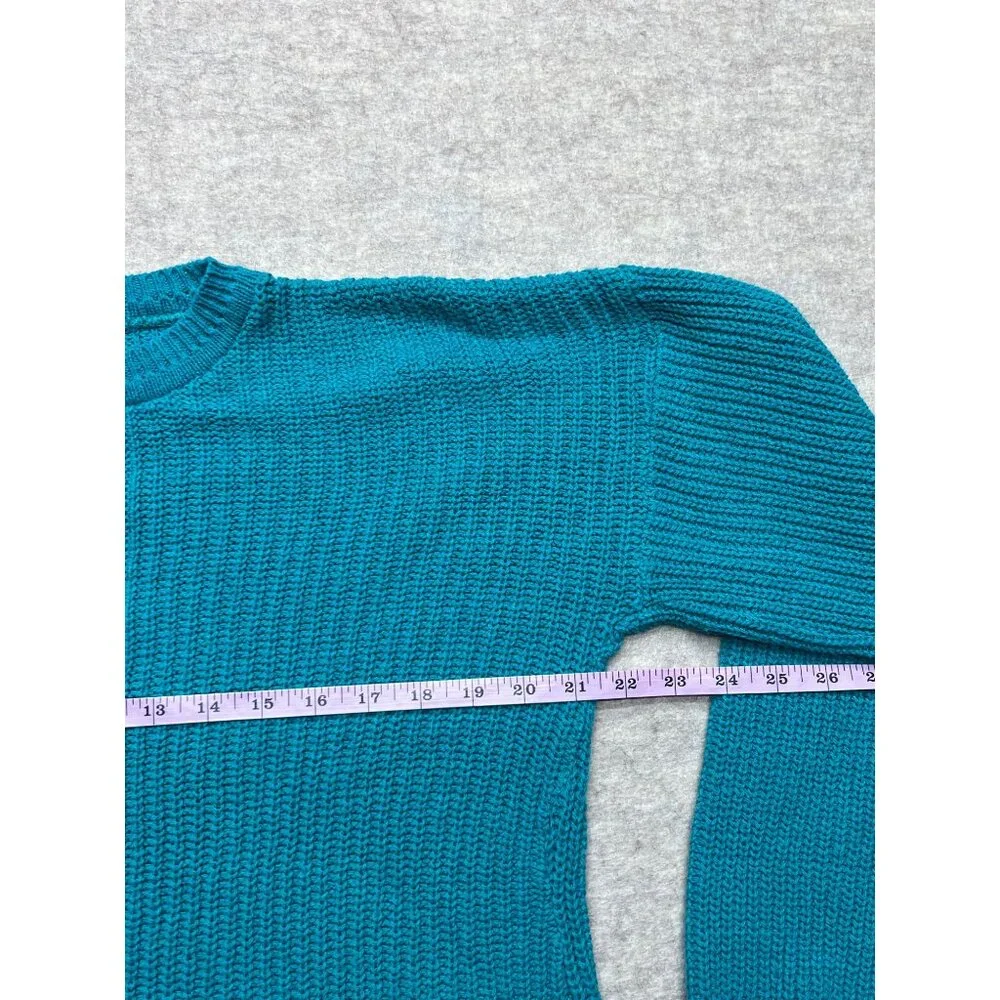 Vintage Cabin Creek Green Cable Knit Cotton Crew Neck Sweater Large - Picture 7 of 8